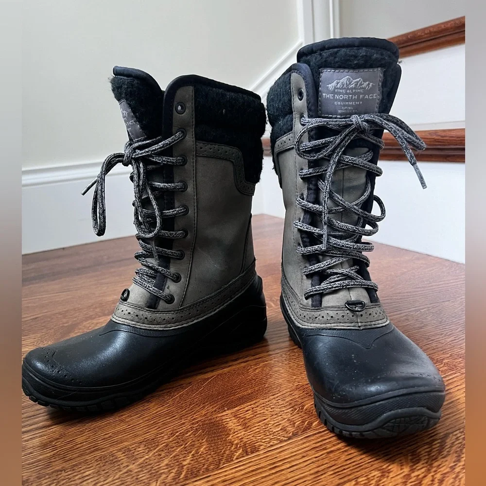 NORTH‎ FACE Shellista II Tall Mid Boots Winter Hiking Gorpcore Faux Fur Warm 6